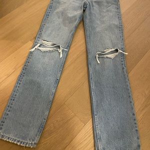 Zara mid rise straight leg boot cut jeans